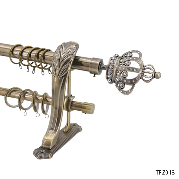 Rhinestone Crown Finial Vintage Window Curtain Rod Set