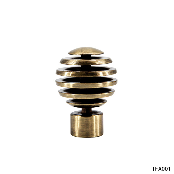 antique bronze stacked disc curtain rod finials