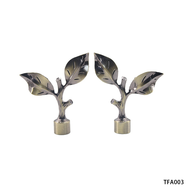 Vintage Antique‑Bronze Branch‑Leaf Decorative Curtain Rod Finial